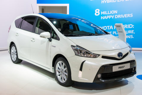 White-Toyota-Prius-at-Motor-Show